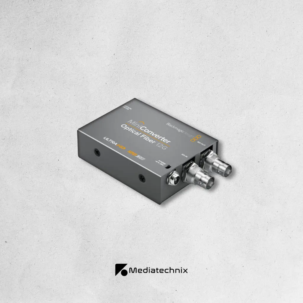 Blackmagic Design Mini Converter Optical Fiber 12G mieten – Hochwertige SDI-Glasfaser-Übertragung für Broadcast & Live-Produktionen in Frankfurt | Mediatechnix Rental Der Blackmagic Design Mini Converter Optical Fiber 12G ermöglicht zuverlässige SDI-Signalübertragung über große Distanzen per Glasfaser, ideal für Broadcast, Live-Events & Filmproduktionen. Mit bidirektionaler 12G-SDI & optischer Signalwandlung sorgt er für verlustfreie Videoübertragung in UHD & 4K. Perfekt für Außenübertragungen, Studio-Setups & professionelle Regieplätze. Jetzt in Frankfurt mieten! 🎥🔗🚀