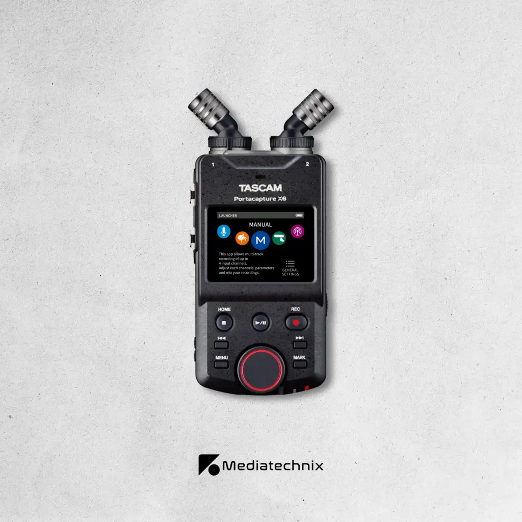 Tascam Portacapture X6 mieten – Mobiler 32-Bit-Float Audiorecorder für Film- & Musikproduktionen in Frankfurt | Mediatechnix Rental Der Tascam Portacapture X6 ist ein hochwertiger, tragbarer Audiorecorder, ideal für Interviews, Filmproduktionen & Musikaufnahmen. Mit 32-Bit-Float-Technologie, 6-Kanal-Aufnahme, Touchscreen-Steuerung & integrierten Mikrofonen ermöglicht er hochdynamische, rauschfreie Audioaufnahmen ohne Pegelprobleme. Perfekt für Podcasts, Dokumentationen & mobile Sound-Setups. Jetzt in Frankfurt mieten! 🎤🎬🚀